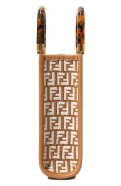 Женская сумка sunshine mini FENDI коричневого цвета, арт. 8BS051 AQ0X | Фото 4 (Материал: Текстиль; Материал сплава: Проставлено; Размер: mini; Ремень/цепочка: На ремешке; Драгоценные камни: Проставлено)