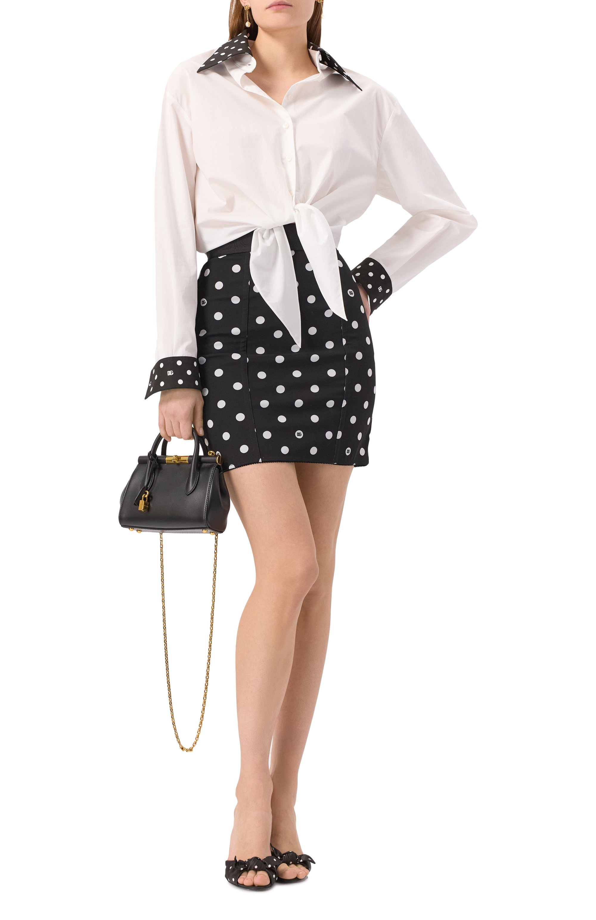 Юбка DOLCE & GABBANA черно-белого цвета по цене 79150 руб., арт. F4CJVT/FSUBH, фото 2 Юбка DOLCE & GABBANA, арт. F4CJVT/FSUBH, фото 2