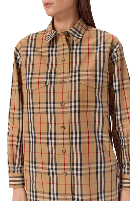Хлопковая рубашка Burberry 8111851 Бежевый  8111851 Фото 5