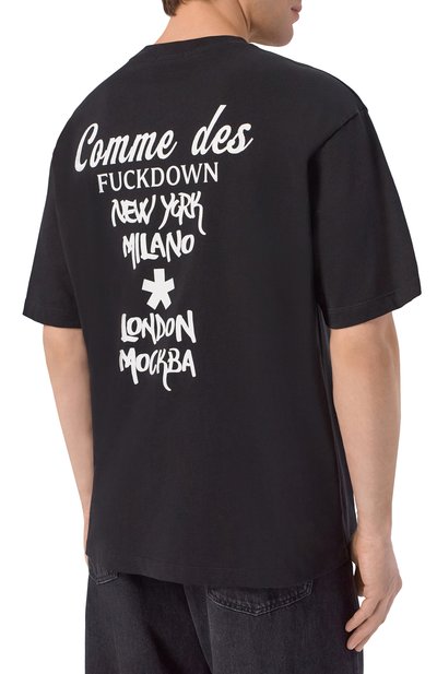 Хлопковая футболка COMME DES FUCKDOWN черного цвета по цене 8710 руб., арт. CFABW01668, фото 4 Хлопковая футболка COMME DES FUCKDOWN, арт. CFABW01668, фото 4