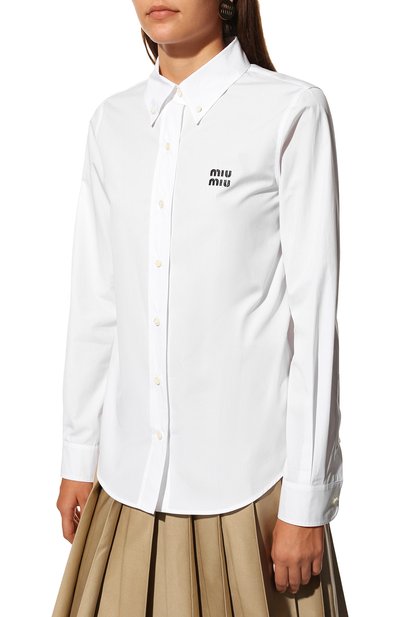 Хлопковая рубашка MIU MIU, арт. MK1657-10RG-F0009, фото 3