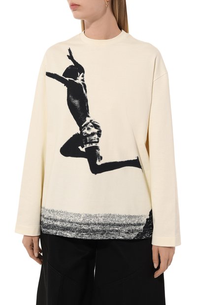 Хлопковый лонгслив JIL SANDER кремового цвета по цене 76850 руб., арт. J03GC0120/J20220, фото 3 Хлопковый лонгслив JIL SANDER, арт. J03GC0120/J20220, фото 3