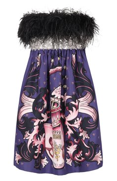 Шелковое платье с отделкой перьями MIU MIU, арт. MF3405-1U31-F0638, фото 2