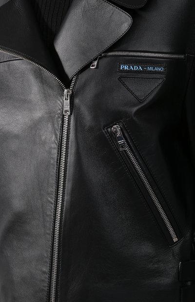 Кожаная куртка с косой молнией PRADA, арт. 58938-FLY-F014B, фото 5