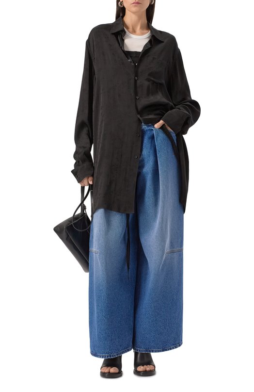 Рубашка из вискозы и шелка Ann Demeulemeester B0011748/FA611 Чёрный  B0011748/FA611 Фото 2