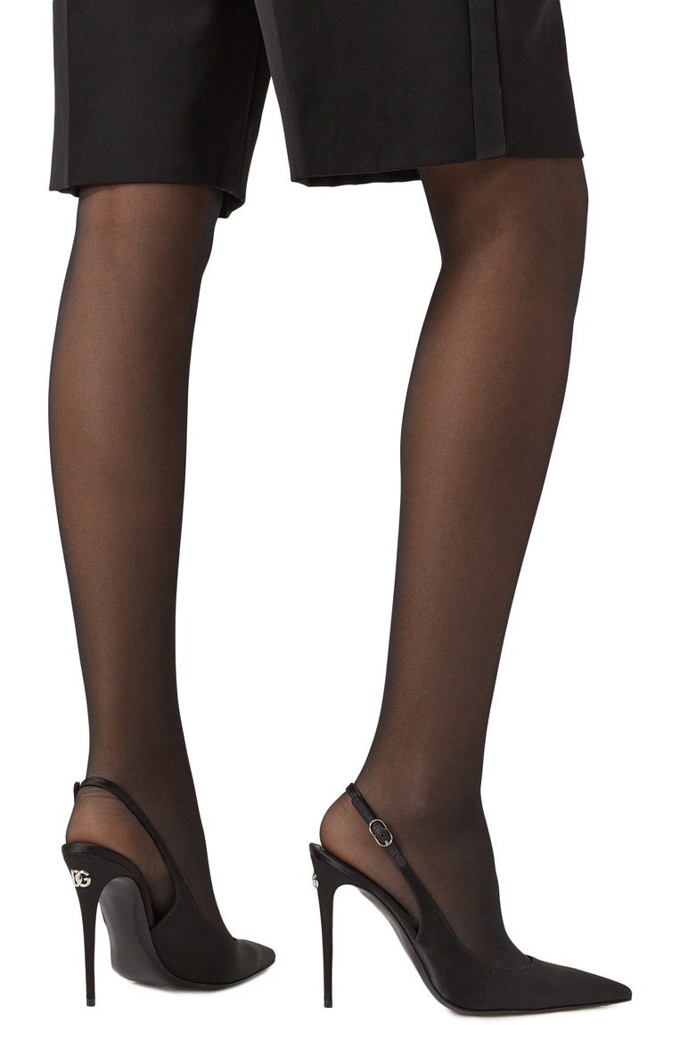 Женские текстильные туфли lollo DOLCE & GABBANA черного цвета, арт. CG0779/AV957 | Фото 3 (Материал внешний: Текстиль; Каблук тип: Шпилька; Каблук высота: Высокий; Подошва: Плоская; Материал внутренний: Натуральная кожа; Женское Кросс-КТ: Слингбэки)
