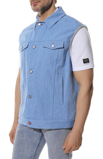 Джинсовый жилет KITON голубого цвета по цене 351500 руб., арт. UW1166V0851A/60-68, фото 3 Джинсовый жилет KITON, арт. UW1166V0851A/60-68, фото 3