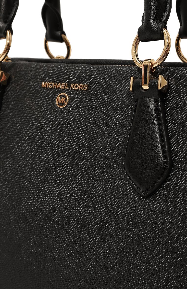Женская сумка marilyn medium MICHAEL MICHAEL KORS черного цвета, арт. 30S2G6AS2L | Фото 3 (Материал: Натуральная кожа; Ремень/цепочка: На ремешке; Размер: medium; Сумки-технические: Сумки top-handle; Материал сплава: Проставлено; Драгоценные камни: Проставлено)