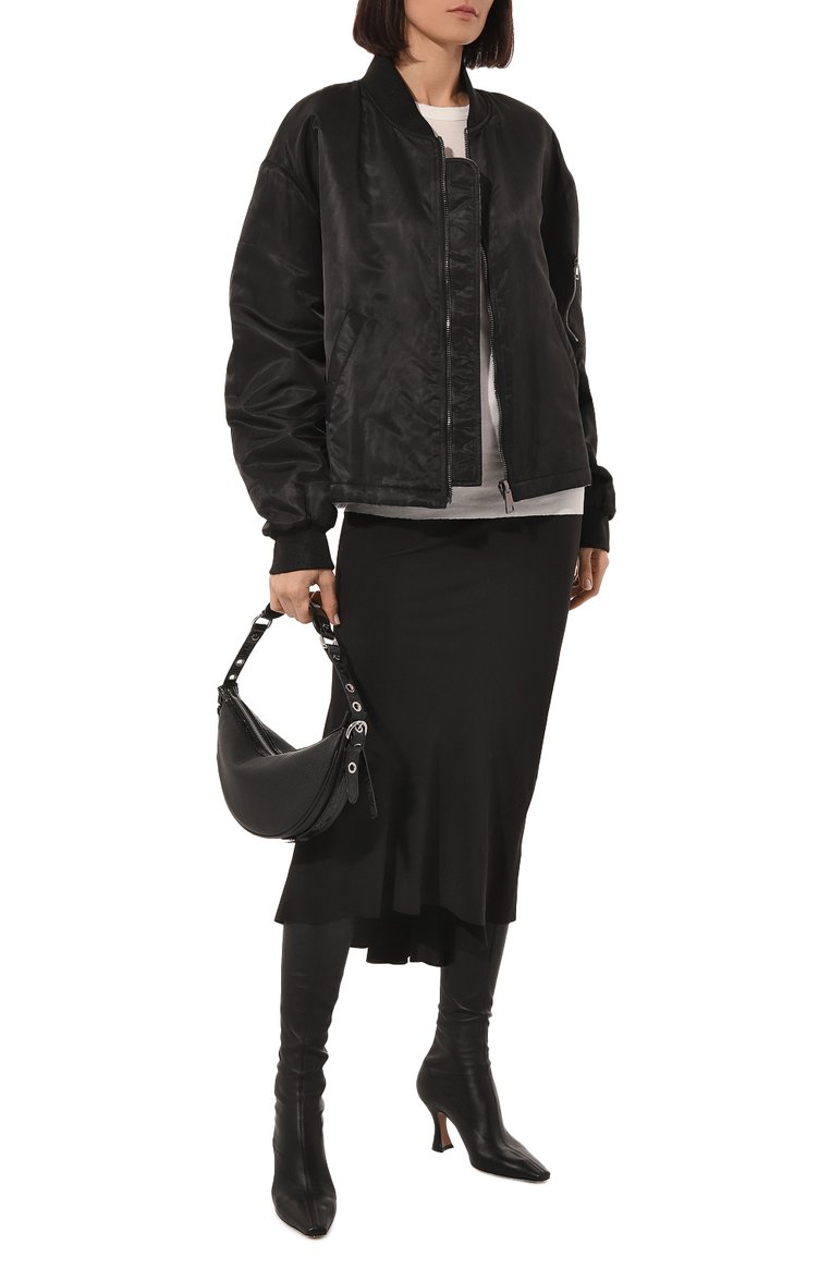 Женская юбка RICK OWENS черного цвета, арт. RP01C5334/CC | Фото 2 (Материал внешний: Шелк, Синтетический материал; Женское Кросс-КТ: Юбка-одежда; Стили: Романтичный; Длина Ж (юбки, платья, шорты): Миди; Региональные ограничения белый список (Axapta Mercury): Не проставлено; Нос: Не проставлено)