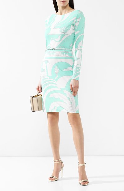 Платье с поясом EMILIO PUCCI бирюзового цвета по цене 72800 руб., арт. 9HJH38/9H797, фото 2 Платье с поясом EMILIO PUCCI, арт. 9HJH38/9H797, фото 2