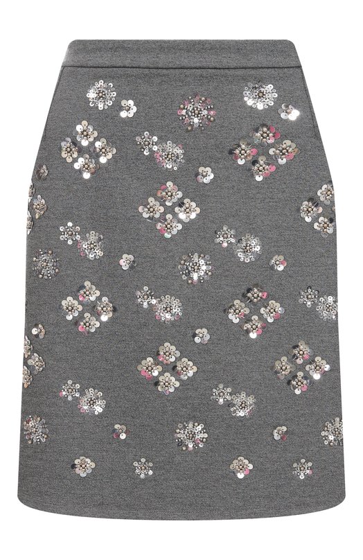 Юбка из вискозы с отделкой пайетками Weekend Max Mara M0NZA Серый M0NZA