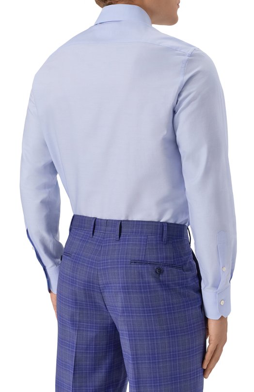 Хлопковая сорочка Zegna 9MS0BA/CT1030 Голубой  9MS0BA/CT1030 Фото 4