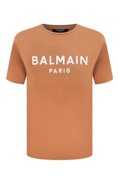 Мужская хлопковая футболка BALMAIN оранжевого цвета, арт. AH0EG000BB73 | Фото 1 (Рукава: Короткие; Длина (для топов): Стандартные; Принт: С принтом; Материал сплава: Проставлено; Материал внешний: Хлопок; Драгоценные камни: Проставлено; Стили: Кэжуэл)