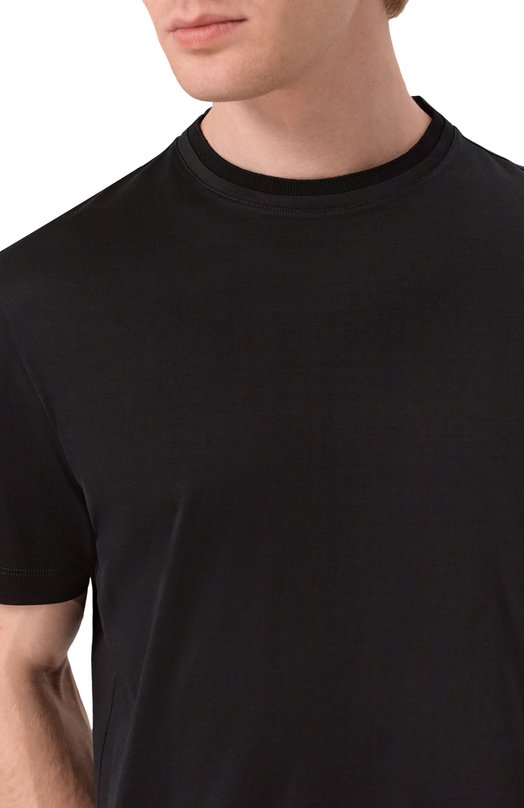 Хлопковая футболка Canali T0922/MJ00002 Чёрный  T0922/MJ00002 Фото 5