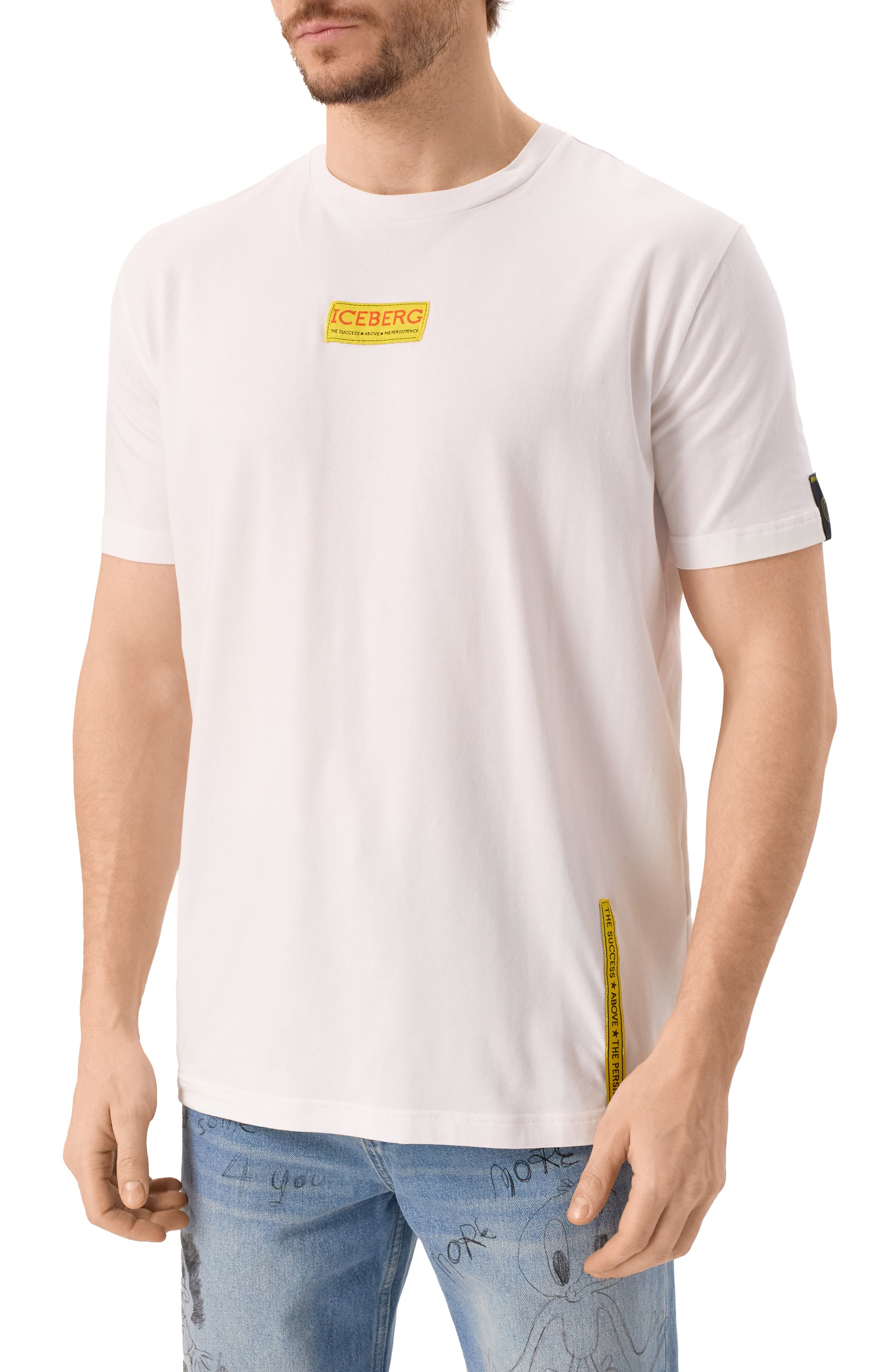 Хлопковая футболка ICEBERG белого цвета по цене 14600 руб., арт. F019/6318, фото 3 Хлопковая футболка ICEBERG, арт. F019/6318, фото 3