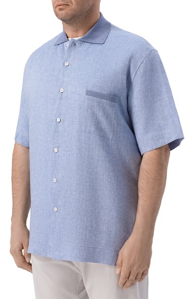 Льняная рубашка CORTIGIANI голубого цвета по цене 84150 руб., арт. 4AC612, фото 3 Льняная рубашка CORTIGIANI, арт. 4AC612, фото 3