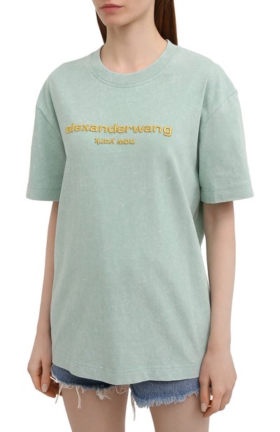 Хлопковая футболка ALEXANDER WANG светло-зеленого цвета по цене 25700 руб., арт. UCC1211030, фото 3 Хлопковая футболка ALEXANDER WANG, арт. UCC1211030, фото 3