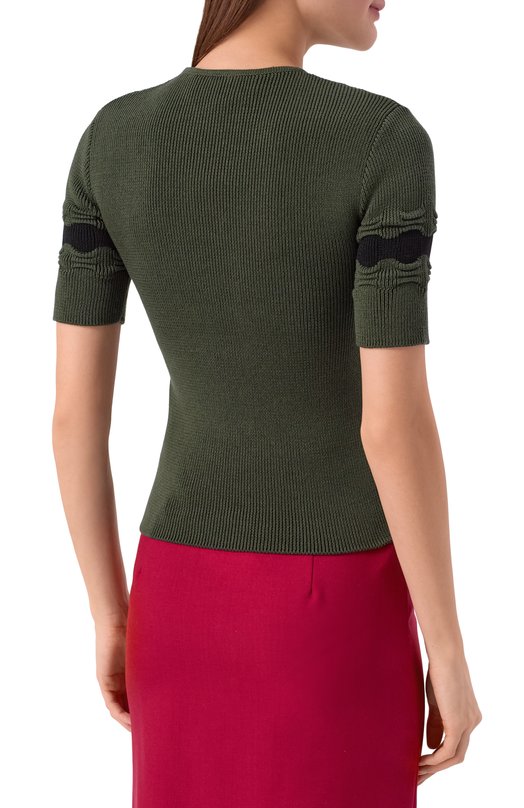 Хлопковый пуловер Marni GCMD0640Q0/UFCC21 Хаки  GCMD0640Q0/UFCC21 Фото 4