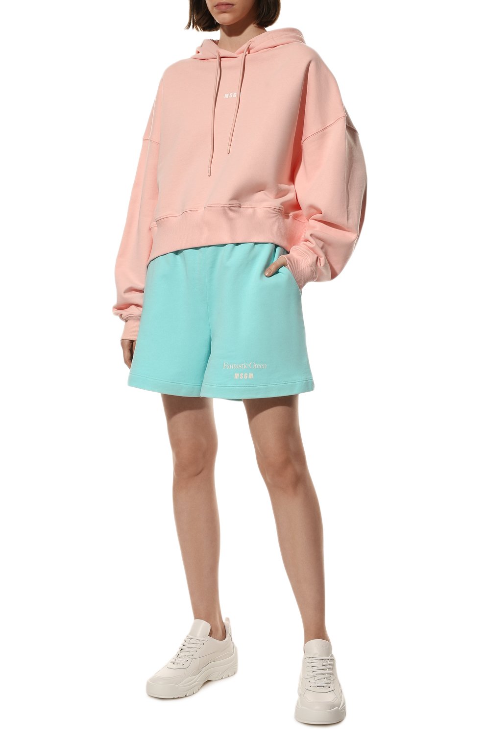 Хлопковое худи MSGM светло-розового цвета по цене 26650 руб., арт. 3241MDM509 227299, фото 2 Хлопковое худи MSGM, арт. 3241MDM509 227299, фото 2