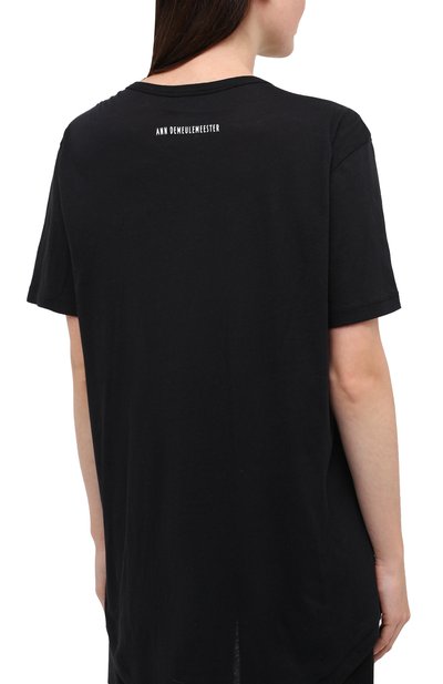 Хлопковая футболка ANN DEMEULEMEESTER черного цвета по цене 29900 руб., арт. 2002-3979-232-099, фото 4 Хлопковая футболка ANN DEMEULEMEESTER, арт. 2002-3979-232-099, фото 4