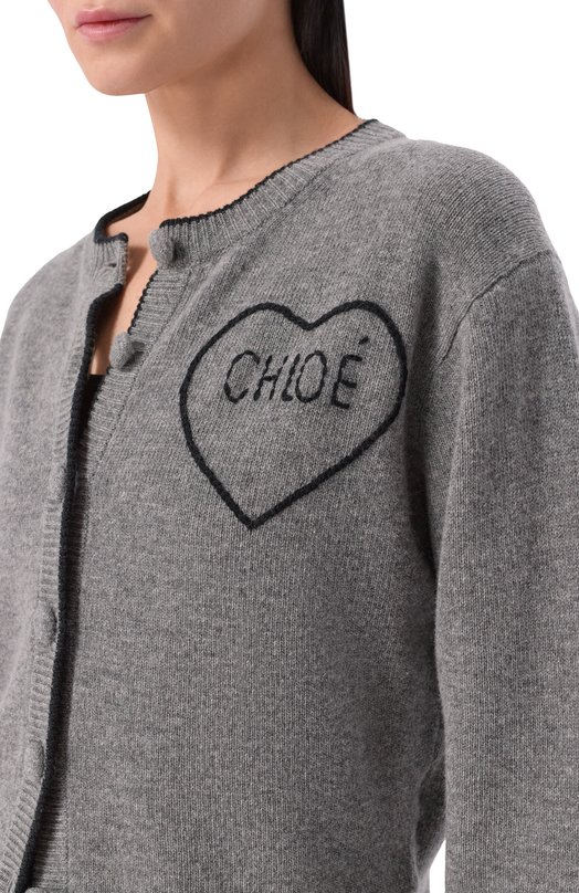 Кардиган из шерсти и кашемира Chloé CH26SMC08710 Серый  CH26SMC08710 Фото 5