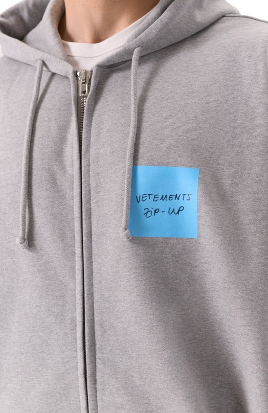 Хлопковая толстовка VETEMENTS UE64HD140G/1302 M0LLET0N Серый  UE64HD140G/1302 M0LLET0N Фото 5