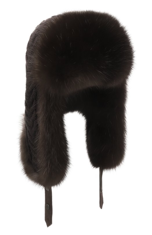 Утепленная шапка-ушанка с отделкой из соболя Black Sable BS-24005EB Коричневый BS-24005EB