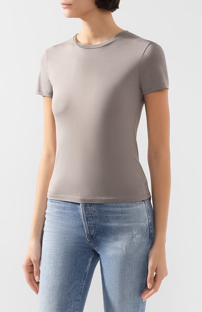 Хлопковая футболка THEORY серого цвета по цене 9950 руб., арт. I1124510, фото 3 Хлопковая футболка THEORY, арт. I1124510, фото 3