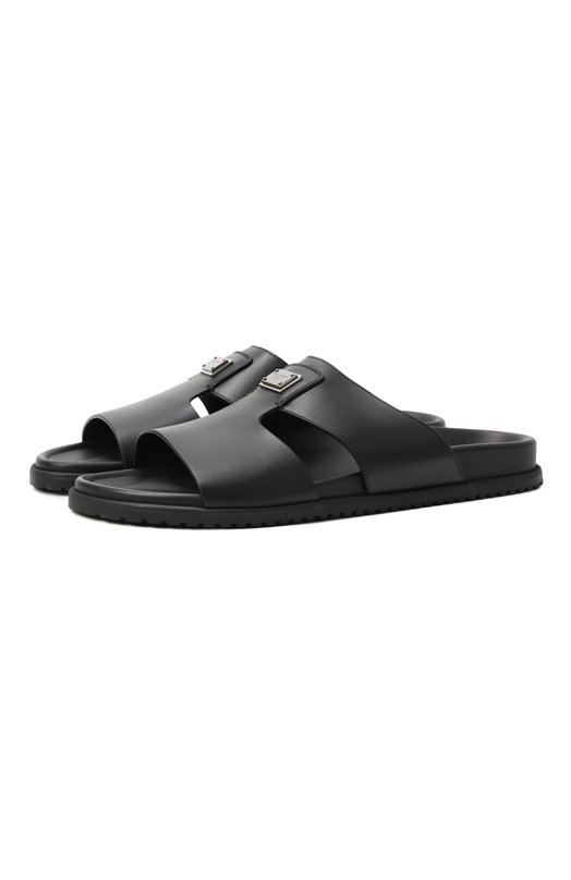 Кожаные шлепанцы Dolce & Gabbana A80506/A9Q67 Чёрный A80506/A9Q67