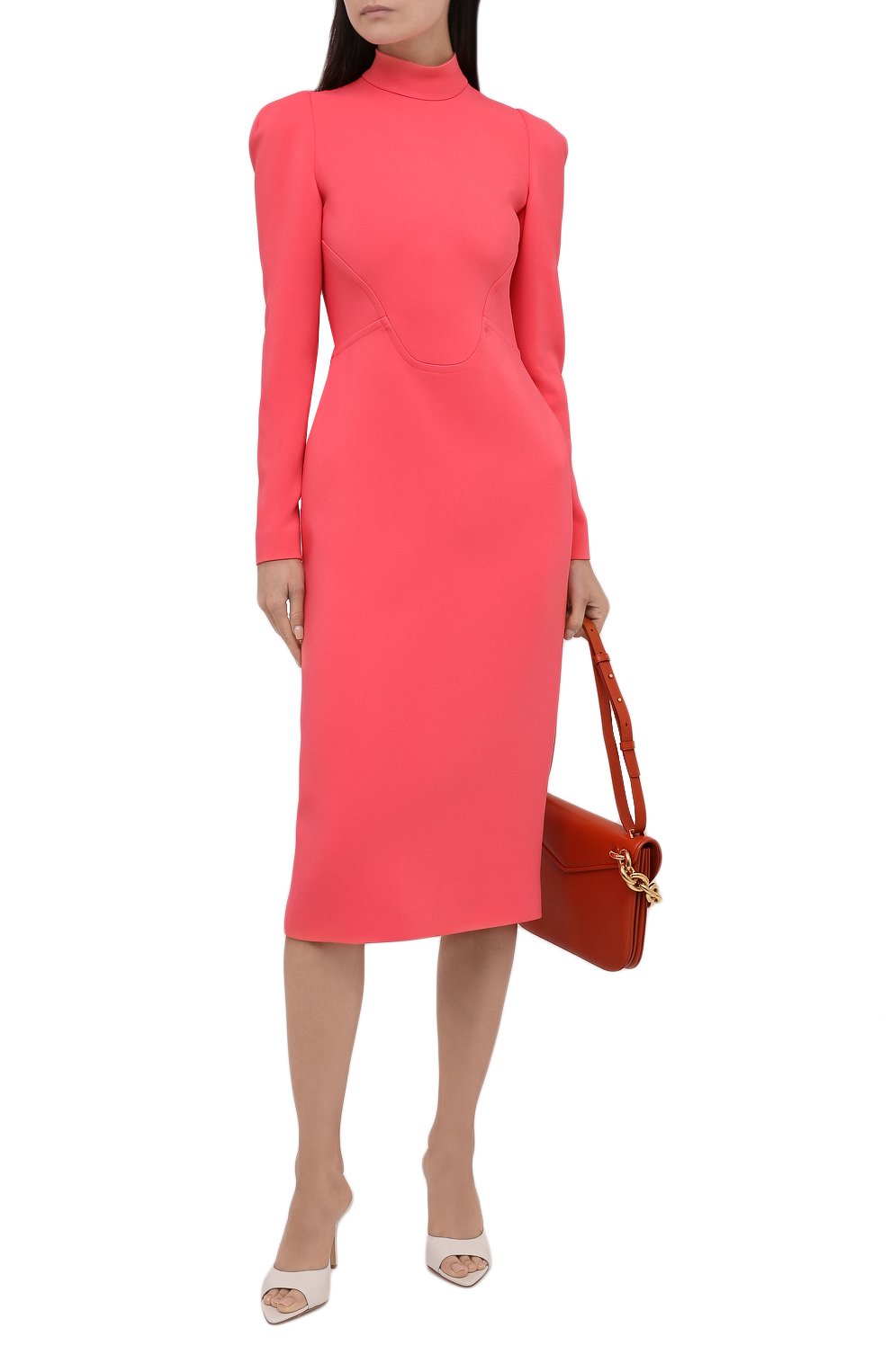 Платье из вискозы TOM FORD кораллового цвета по цене 322500 руб., арт. AB3003-FAX575, фото 2 Платье из вискозы TOM FORD, арт. AB3003-FAX575, фото 2