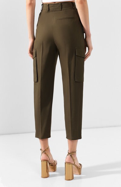 Хлопковые брюки ALEXANDER MCQUEEN хаки цвета по цене 107000 руб., арт. 606266/QFAAE, фото 4 Хлопковые брюки ALEXANDER MCQUEEN, арт. 606266/QFAAE, фото 4