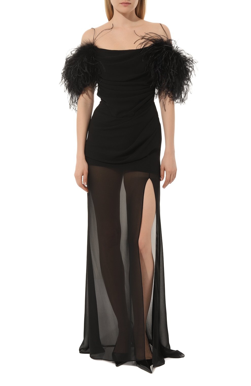 Платье с отделкой перьями GIUSEPPE DI MORABITO, арт. SS23088LD-P-215, фото 3