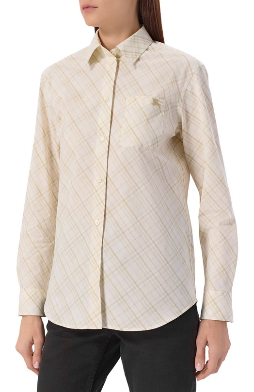 Хлопковая рубашка Burberry 8110914 Кремовый  8110914 Фото 3