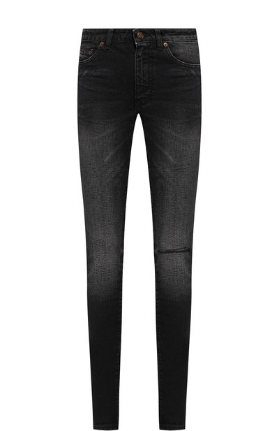 Женские джинсы прямого кроя с потертостями SAINT LAURENT, арт. 535156/YK869