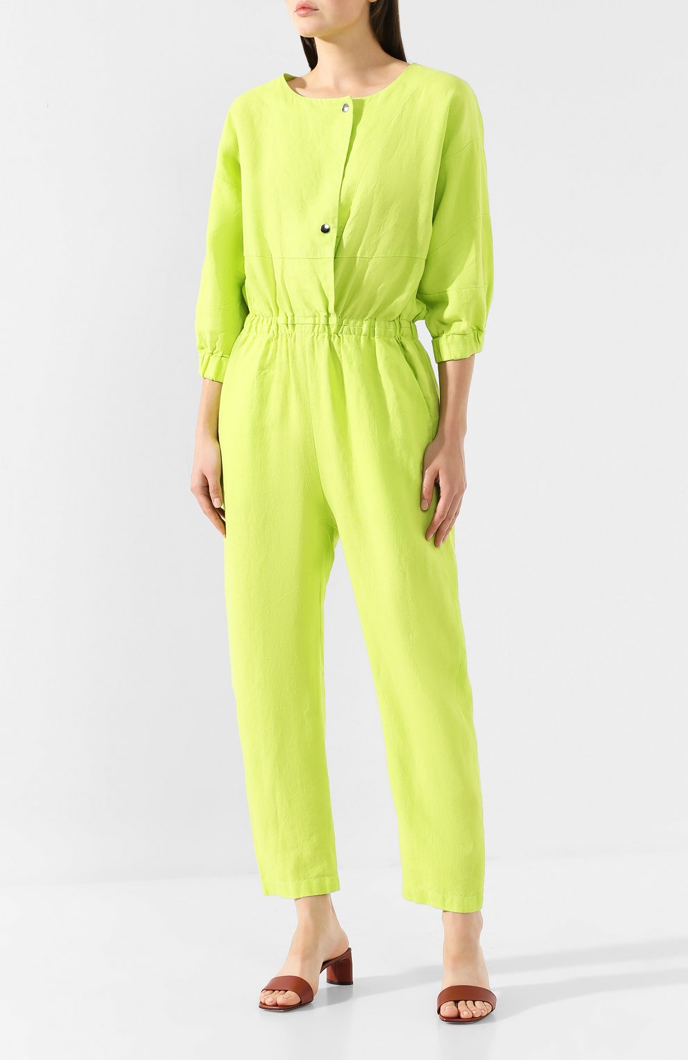 Льняной комбинезон RACHEL COMEY зеленого цвета по цене 39250 руб., арт. 193W-455-T1083 HEAVY LINEN, фото 3 Льняной комбинезон RACHEL COMEY, арт. 193W-455-T1083 HEAVY LINEN, фото 3