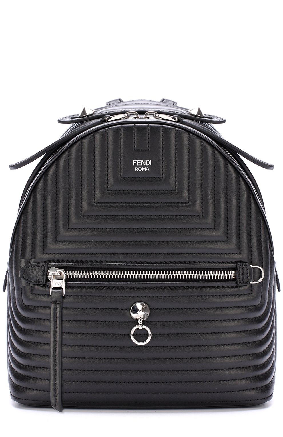 Рюкзак с металлической отделкой FENDI черного цвета по цене 194500 руб., арт. 8BZ038/I8F, фото 1 Рюкзак с металлической отделкой FENDI, арт. 8BZ038/I8F, фото 1