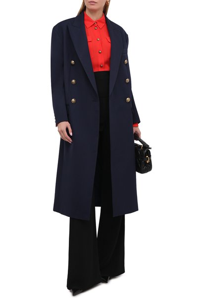Шерстяное пальто BALMAIN темно-синего цвета по цене 298000 руб., арт. UF09578/132L, фото 2 Шерстяное пальто BALMAIN, арт. UF09578/132L, фото 2
