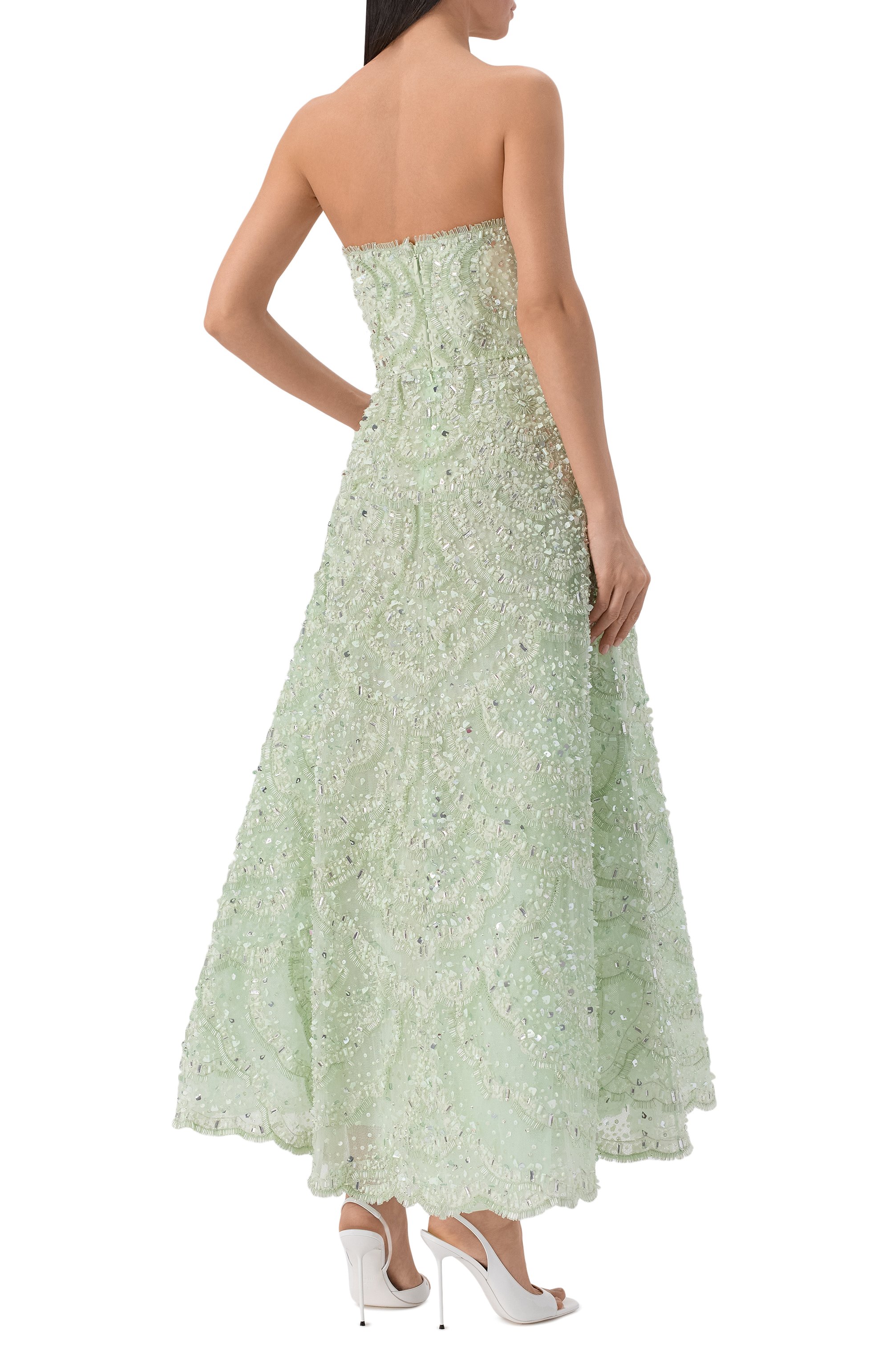 Платье с отделкой стразами ELIE SAAB светло-зеленого цвета по цене 1930000 руб., арт. D1186NS26/BE072, фото 3 Платье с отделкой стразами ELIE SAAB, арт. D1186NS26/BE072, фото 3