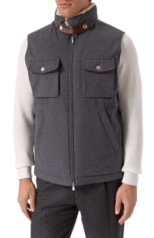 Шерстяной жилет Brunello Cucinelli MM4701646 Серый  MM4701646 Фото 6