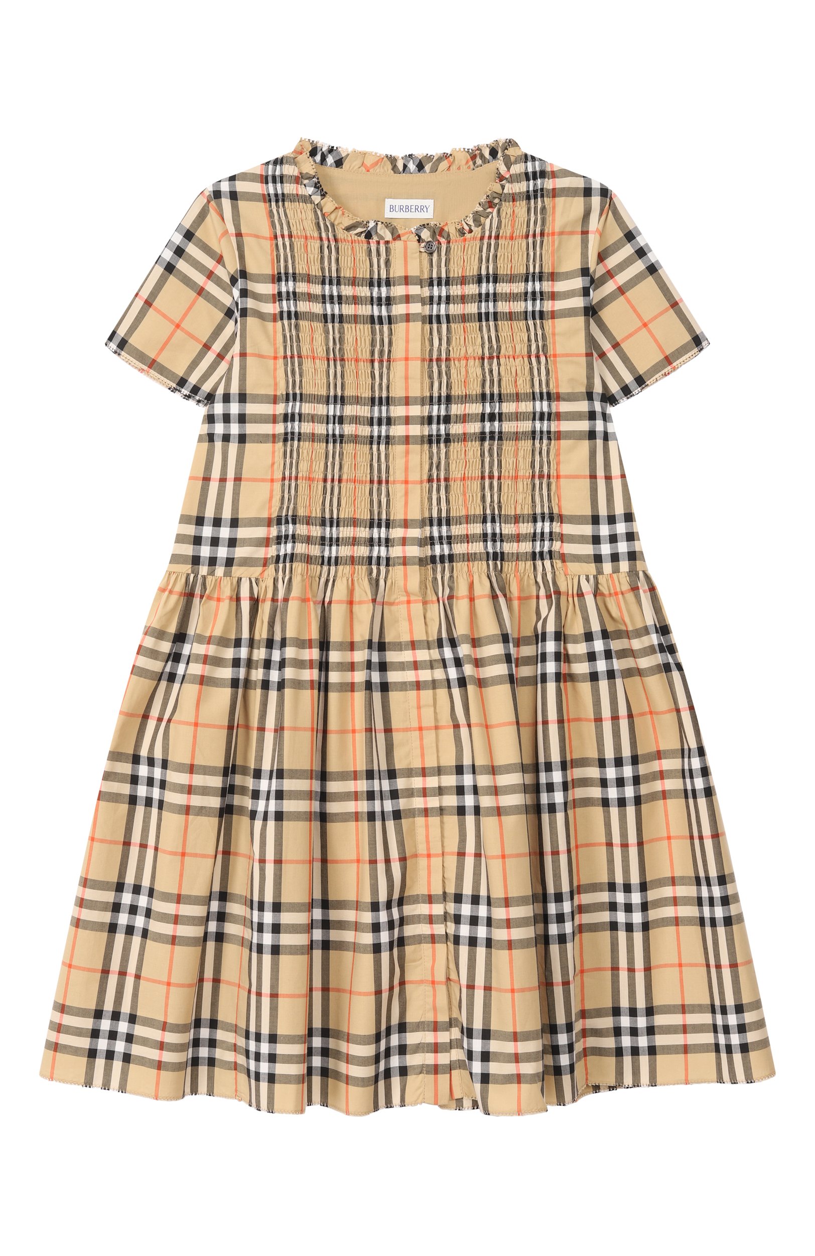 Хлопковое платье BURBERRY бежевого цвета по цене 54650 руб., арт. 8126193, фото 1 Хлопковое платье BURBERRY, арт. 8126193, фото 1