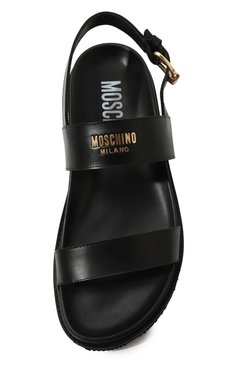 Мужские кожаные сандалии MOSCHINO черного цвета, арт. MB16243G1H/GA0 | Фото 6 (Материал внутренний: Натуральная кожа; Материал сплава: Проставлено; Нос: Не проставлено)