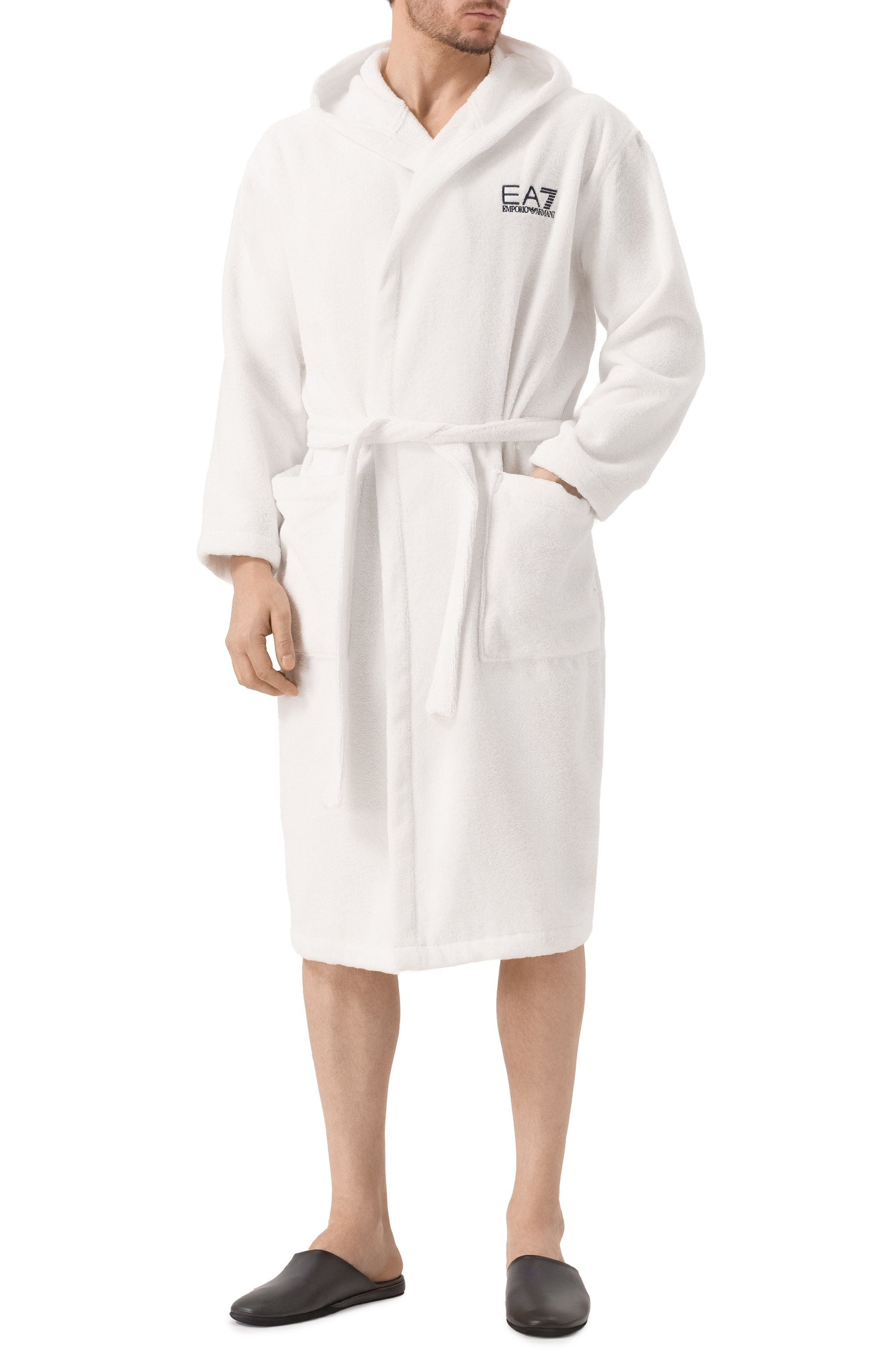 Хлопковый халат EA7 белого цвета по цене 22600 руб., арт. 7M000441/AF14014, фото 3 Хлопковый халат EA7, арт. 7M000441/AF14014, фото 3