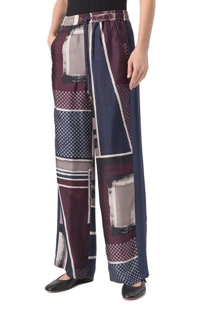 Атласные брюки LORENA ANTONIAZZI синего цвета по цене 93300 руб., арт. E2553PA31E/4916, фото 3 Атласные брюки LORENA ANTONIAZZI, арт. E2553PA31E/4916, фото 3