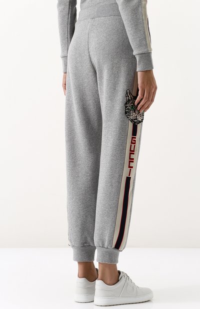 Хлопковые джоггеры с лампасами и декоративной отделкой GUCCI, арт. 502119/X9P79, фото 4