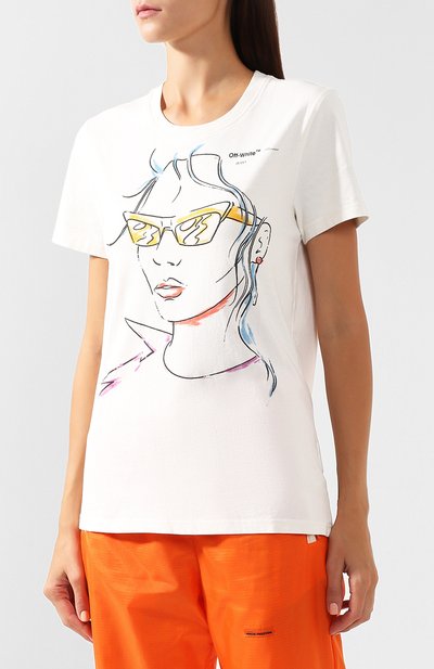 Хлопковая футболка OFF-WHITE белого цвета по цене 31750 руб., арт. 0WAA049E19B070620110, фото 3 Хлопковая футболка OFF-WHITE, арт. 0WAA049E19B070620110, фото 3