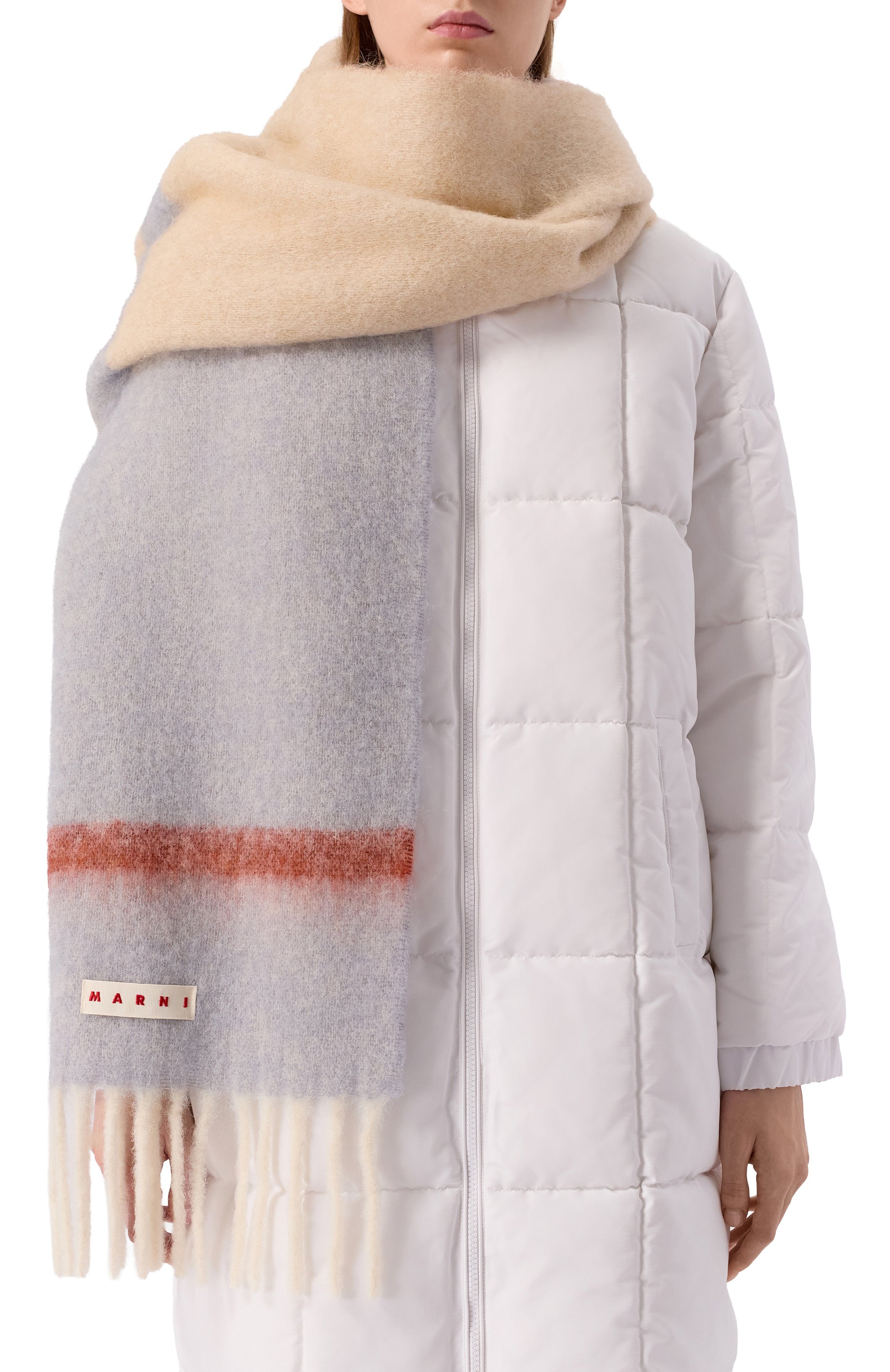 Шерстяной шарф MARNI бежевого цвета по цене 49950 руб., арт. SCMC0139Y0/UAW053, фото 2 Шерстяной шарф MARNI, арт. SCMC0139Y0/UAW053, фото 2