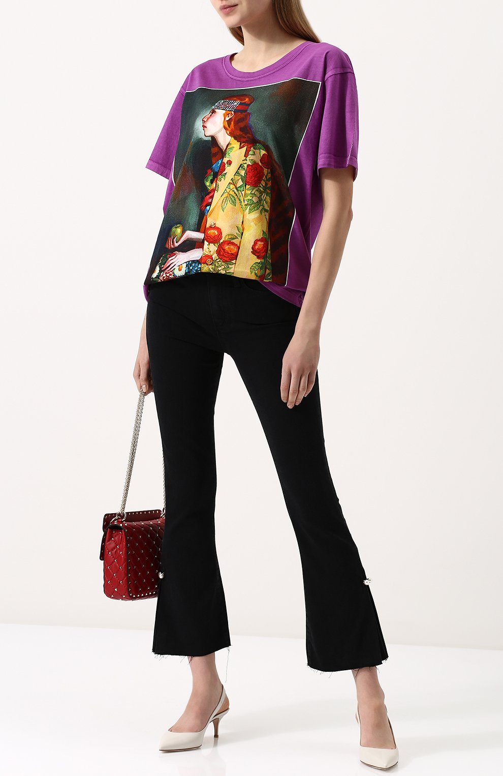 Хлопковая футболка свободного кроя с принтом GUCCI, арт. 492347/X3L90, фото 2