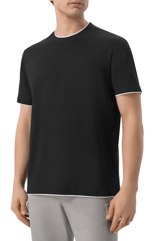 Хлопковая футболка Kiton UMK0970 Чёрный  UMK0970 Фото 3