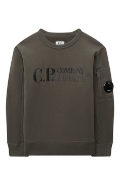 Детский хлопковый свитшот C.P. COMPANY хаки цвета, арт. 13CKSS056A-003878W | Фото 1 (Рукава: Длинные; Региональные ограничения белый список (Axapta Mercury): Не проставлено; Материал сплава: Проставлено; Нос: Не проставлено; Материал внешний: Хлопок; Драгоценные камни: Проставлено; Мальчики Кросс-КТ: Свитшот-одежда)