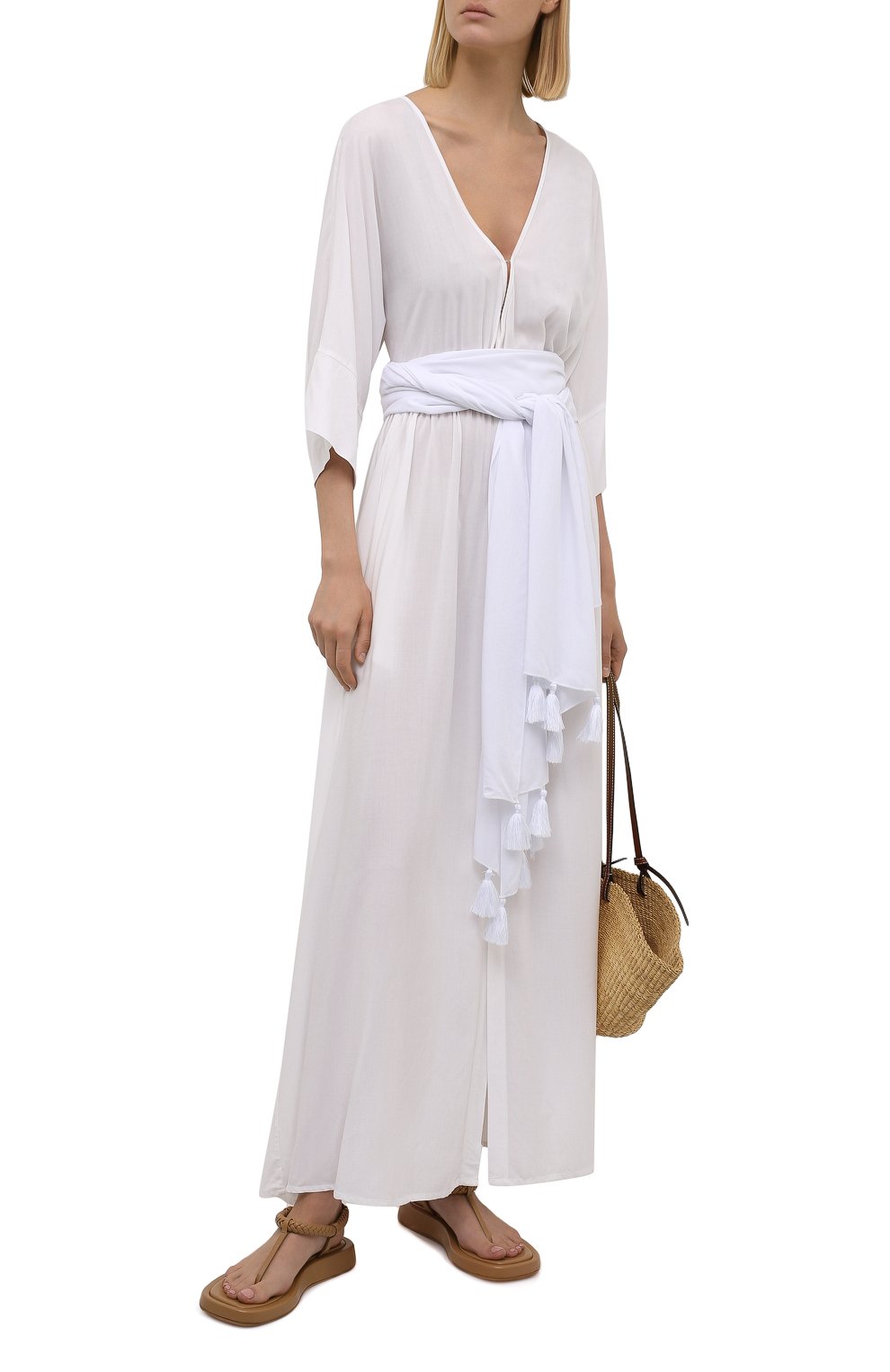 Туника из вискозы ERIKA PENA кремового цвета по цене 32950 руб., арт. VER0MAXIDRESS/CREAM, фото 2 Туника из вискозы ERIKA PENA, арт. VER0MAXIDRESS/CREAM, фото 2